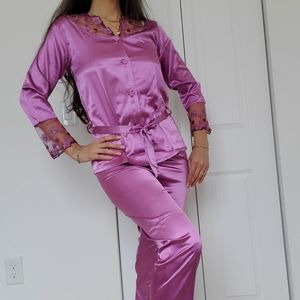 Pijama long sleeve for woman silk saten fabric